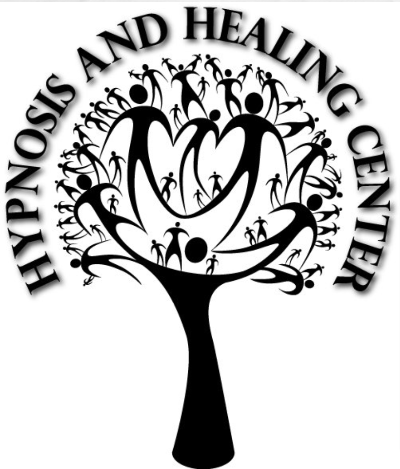 Hypnosis and Healing Center logo. Shapes of people positioned to form a family tree.